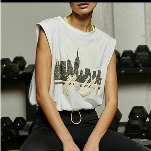 Free People Movement Heat Muscle Tee White Sleeveless Graphic Top Size Medium